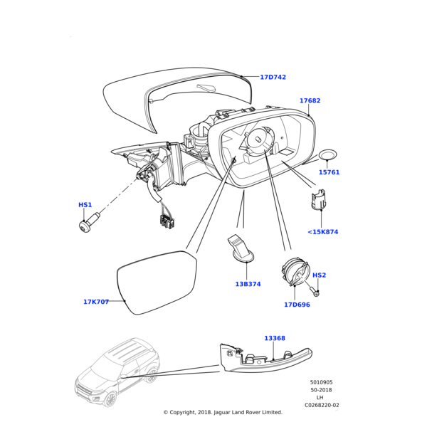 Mirror Cover - Primed, Right Side