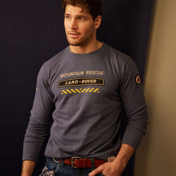 Land Rover Heritage Mountain Rescue T-Shirt - Washed Blue
