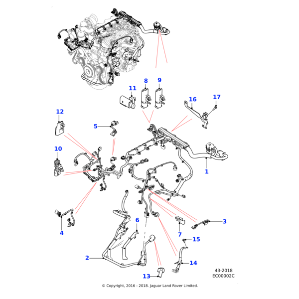 T4N9416 - Jaguar Alternator cable
