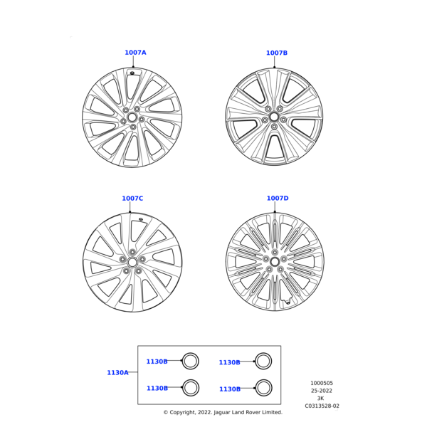 LR153246 - Land Rover 23&quot; Style 1075, 10 Split-Spoke Gloss Black &#039;Crescendo&#039;